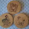 Petits miroir de poche pour maquillage en bois gravé