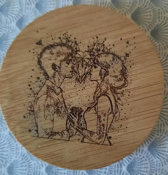 Petits miroir de poche pour maquillage en bois gravé