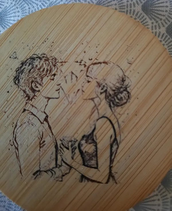 Petits miroir de poche pour maquillage en bois gravé