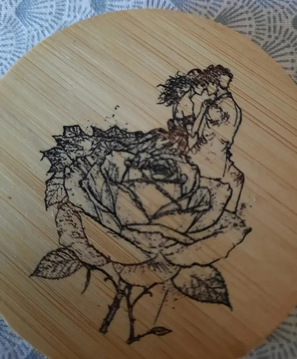 Petits miroir de poche pour maquillage en bois gravé