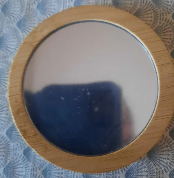 Petits miroir de poche pour maquillage en bois gravé