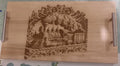 PLATEAU EN BOIS avec motif d' un train a vapeur