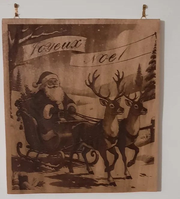 Tableau en bois père noël