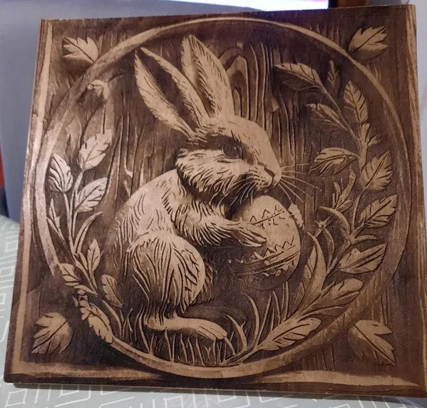 Tableau en bois lapin de paque