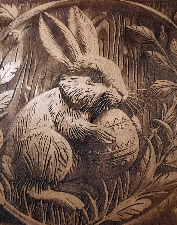 Tableau en bois lapin de paque